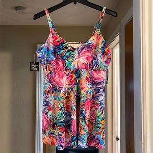 Swim Solutions Women's Printed Underwire Tankini Top